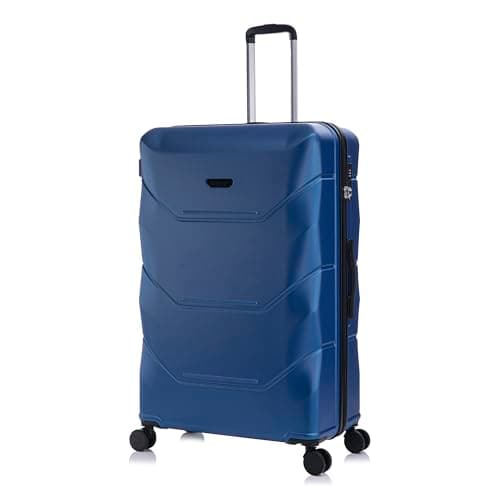 Image of Rocklands® Extra Large Suitcase 32 Inch Hard Shell Thick ABS with TSA Lock 4 Dual Spinner Wheels Lightweight Luggage Durable Travel Trolley Case, Navy Blue