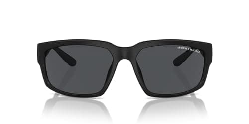 Image of A|X ARMANI EXCHANGE Ax4142su Universal Fit Rectangular Sunglasses for Men, Matte Black/Polarized Grey, 61 mm