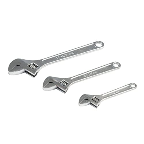 Image of Silverline Adjustable Wrench Set – 3 Piece (150mm, 200mm & 250mm), Versatile Hand Tools for Tightening & Loosening (WR03)