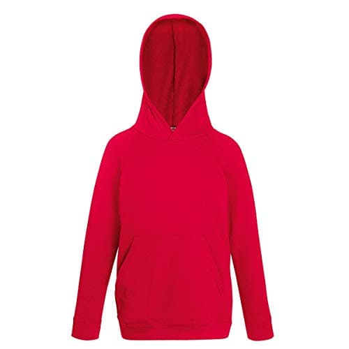 Image of Fruit of the Loom Childrens Unisex Lightweight Hooded Sweatshirt/Hoodie (5-6) (Red)