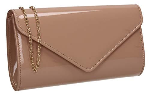 Image of SwankySwans Alisa Patent Party Prom Evening Clutch Bag Nude