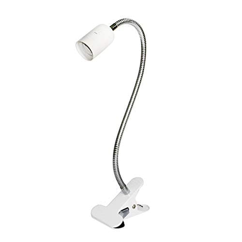 Image of Akynite Clip on Light Bulb Holder E27 with Plug and Switch, Flexible Clamp Light with 1.25m Cable, E26 Lamp Holder Clamp Screw Fitting, Desk Lamp E27 Clip on Bed Lamp (White, No Bulb)
