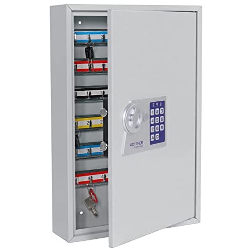 Image of Rottner Large Key Cabinet S 100 Electronic Lock Emergency opening possible 100 Key Tags free Key Register Adjustable Hook Rail Mounting Material included