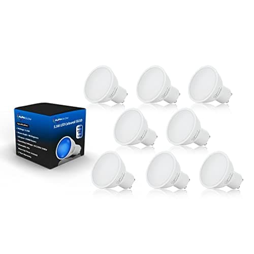 Image of Auraglow LED Coloured GU10 Spotlight Light Bulb - Blue - 8 Pack