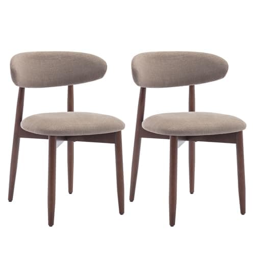 Image of COLAMY Modern Dining Chairs Set with Wooden Legs – Upholstered Fabric Dining Room Chairs with Curved Backrest, Soft Cushion Seat, and Sturdy Rubberwood Frame for Kitchen, Living Room, or Café