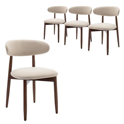 Image of COLAMY Modern Dining Chairs Set with Wooden Legs – Upholstered Fabric Dining Room Chairs with Curved Backrest, Soft Cushion Seat, and Sturdy Rubberwood Frame for Kitchen, Living Room, or Café