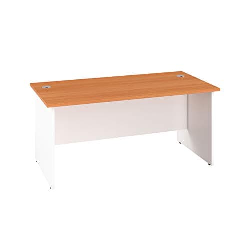 Image of Office Hippo Heavy Duty Rectangular Office Desk with Panel Ends, 160 x 60 x 73 cm, White Legs, Beech Top