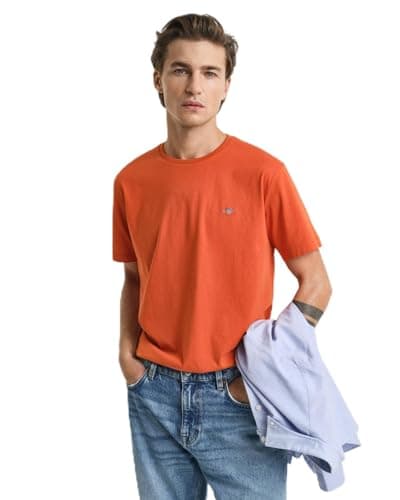 Image of GANT Men's Reg Shield SS T-Shirt, Deep Orange, M