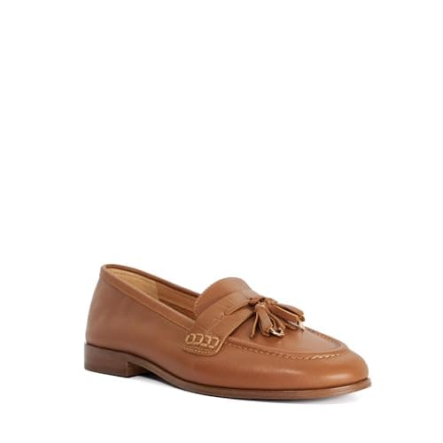 Image of Dune London Ladies GIAVONNI Leather Tassel Trim Loafers Size UK 5 Tan