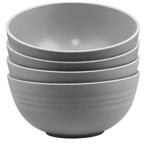 Image of CHANGXIJUDJ Kitchen Cereal Bowls,Dinner Sets,Reusable Large Soup Bowls,Unbreakable Tableware Bowls for Camping Pasta Bowls Fruit of 4, 26oz, Classic Gray