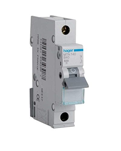 Image of Hager MTN140 Miniature Circuit Breaker, 1 Pole, 1 Module, Type B, 6 kA Breaking Capacity, 40 A Current