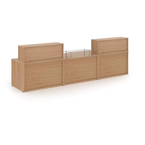 Image of Mr Office Denver large straight complete reception unit, Beech