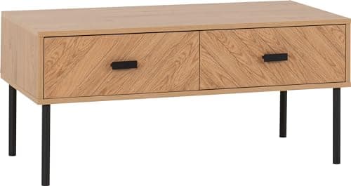 Image of Seconique Leon 2 Drawer Coffee Table in Medium Oak Effect