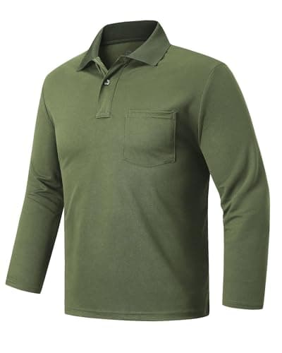 Image of Outdoor Ventures Men's Long Sleeve Polo Shirt UPF50+ Breathable Golf Polo Moisture Wicking Quick Dry T Shirt Stretch Sports Athletic Tennis Performance Polo Lightweight Casual Work Top Cyan Green XL
