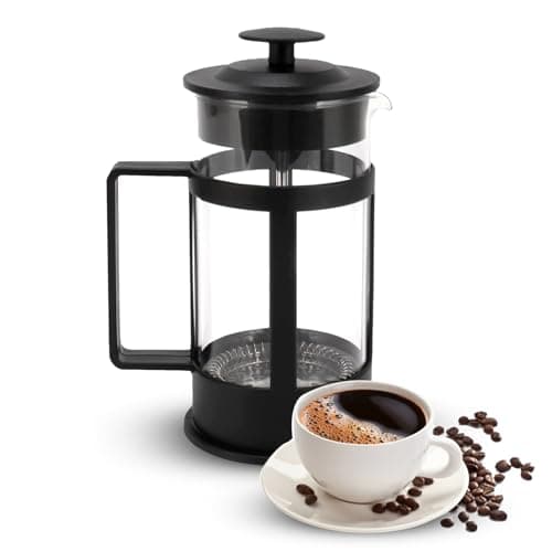 Image of OZZMM French Press Coffee Maker, 3 Cup Cafetiere, Perfect for Coffee Lovers, Maximum Flavor Brewer with Stainless Steel Filter, 12 oz/350 ML