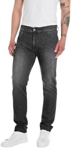 Image of Replay Herren Jeans Anbass Slim-Fit mit Power Stretch, Grau (Dark Grey 097), 36W / 34L