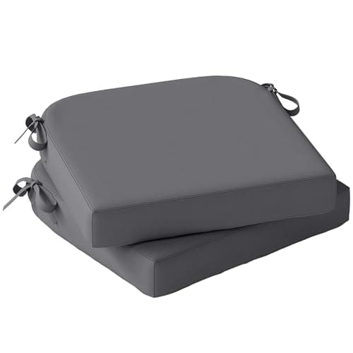 Image of Outsunny Outdoor Chair Seat Cushions Set of 2, Garden Chair Cushions with 7cm Thick Foam & Ties, Water Repellent and UV Resistant Covers for Patio Furniture 40x40cm, Dark Grey
