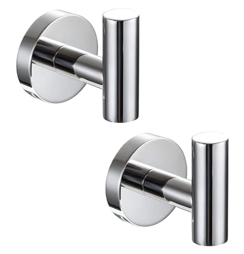 Image of QNIIAED 2 Pcs Bathroom Towel Hook,Screw in Metal Coat Robe Hook SUS 304 Stainless Steel Heavy Duty Wall Door Hanger for Bathroom Kitchen Garage Home Hotel Office(Chrome)