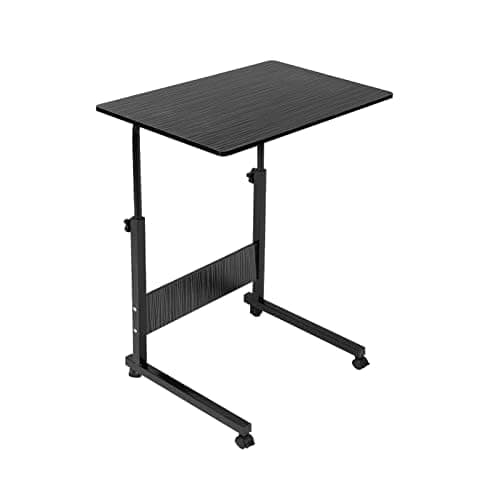 Image of CROWNSHOP Table Mobile Laptop Table 40x60x (70-80) cm SideTable for Bed Sofa Lap Tables with Wheel Height Adjustable Tables Workstation for Reading Eating (Black 2)