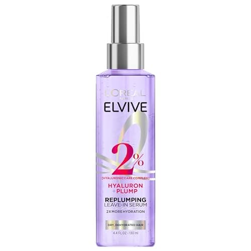 Image of L'Oreal Paris Elvive Hyaluron Plump Moisture Plump Hair Serum for Dehydrated, Dry Hair with Hyaluronic Acid Care Complex, Paraben-Free, 4.4 Fl Oz