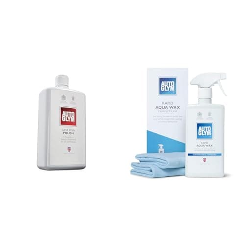 Image of Autoglym Super Resin Polish, 1L - High Performance Car Polish for Detailing and Maximum Gloss Finish & Rapid Aqua Wax, 500ml - Complete Car Wax Kit