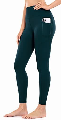 Image of OVRUNS Yoga Pants for Women Tummy Control Gym Leggings with Pockets for Sport Athletic Workout Running - Blackishgreen - XL Teal
