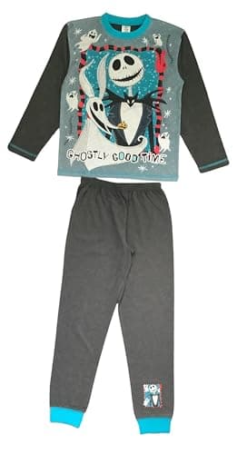 Image of The Nightmare Before Christmas Boys Pyjamas featuring Jack Skellington Ghostly Good Time, Kids 2 Piece Set PJ’s, Nightwear, Multicolour, Age 11-12 Years