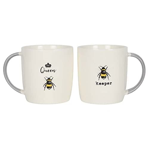 Image of Zale Yardley Coffee Mug, Queen Bee & Bee Keeper Mug Set of 2, Coffee Cups, for Husband & Wife, Bride & Groom, Wedding, Anniversary, Valentine’s Day