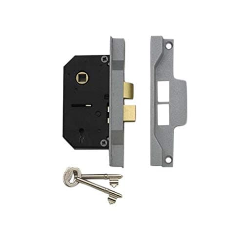 Image of Union Locks 2242 2 Lever Mortice Rebated Sash Lock 78.5mm - Silver Enamel (Visi Pack)