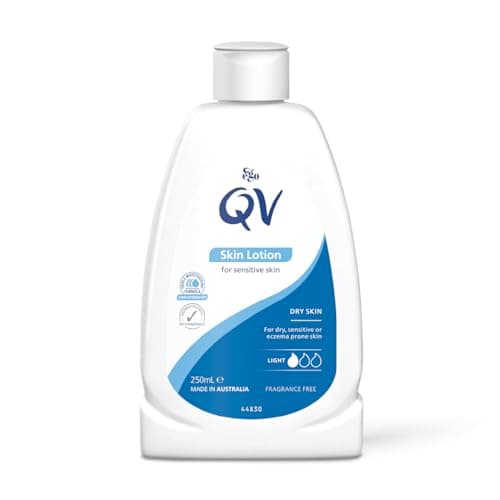 Image of QV Lotion (250ml) Lightweight Hydrating Moisturiser for Dry, Sensitive Skin, Emollient Body Lotion, Fragrance Free, Noncomedogenic Body Cream, Soothing Skin Care for Eczema, Psoriasis, Dermatitis
