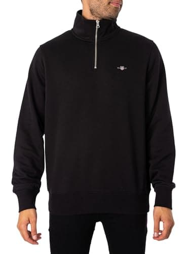 Image of GANT Mens Half Zip Sweatshirt - Black 005 - L