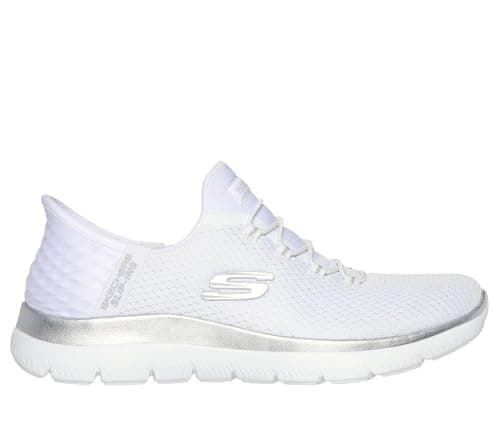 Image of Skechers Women's Summits Diamond Dream Trainers, White Mesh/Silver Trim, 8 UK