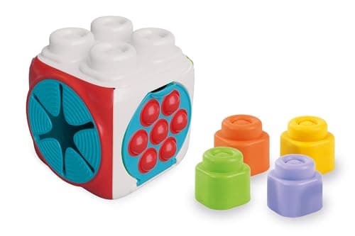 Image of Clementoni Baby Soft Blocks - Clemmy Sensory Activity Cube - Soft Building Blocks, Clemmy Blocks for Kids 6 Months, Bricks Washable, Construction Set, Development & Activity Toy, Made In Italy, 17902