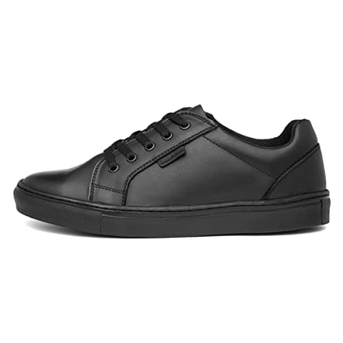 Image of Hush Puppies Sam Boys Black Lace Up Leather Shoe - Size 7 UK - Black