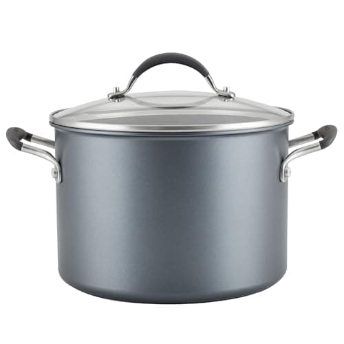 Image of Circulon Scratch Defense Stock Pot with Lid 24cm - 7.6L Induction Stock Pot with Extreme Non Stick, Dishwasher & Oven Safe Cookware, Graphite Pewter Finish