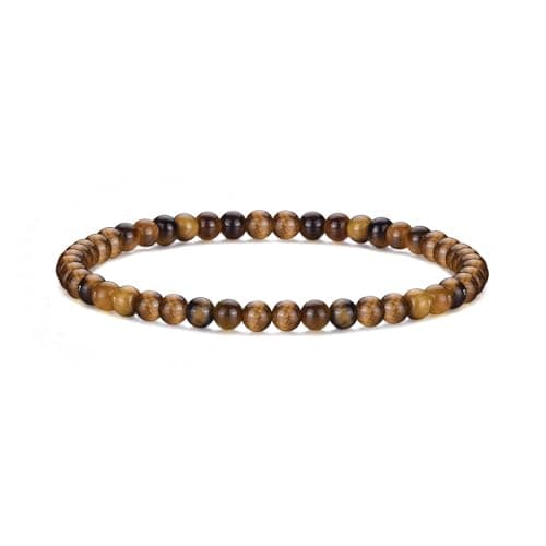 Image of Philip Jones Tigers Eye Mini Beaded Gemstone Stretch Bracelet
