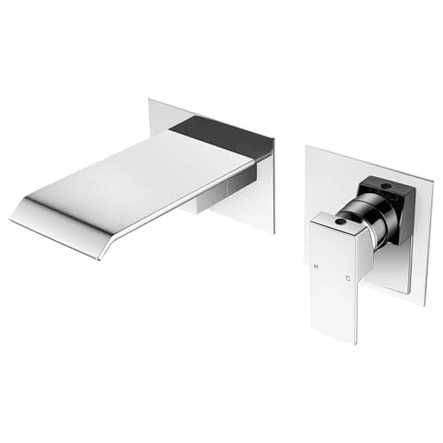 Image of BAITUJIE Wall Mounted Bath Taps Chrome Brass Waterfall Bath Filler Taps Wall Basin Tap