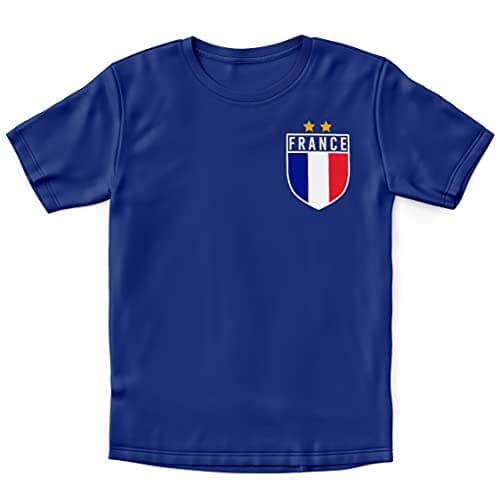 Image of France Football Shirt Kids - Boys France Flag Badge Retro T Shirt - Football Country European 2021 Supporters Gifts For Kids - 2020 English Tournament Footy Soccer Top, 2-3 Years, Navy