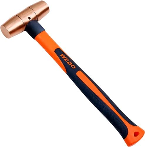 Image of WEDO Copper Sledge Hammer 230g(1/2lb), Club Hammer with Fiberglass Shaft, Long Shock Absorbing Non Slip Handle,Length 280mm(11"),Die-Forged