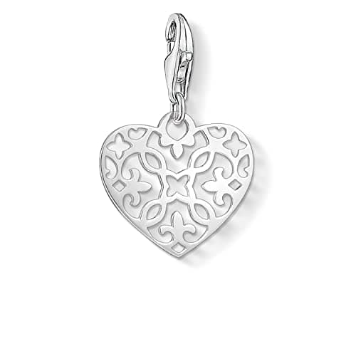 Image of Thomas Sabo Women Charm Pendant Heart Ornament Charm Club 925 Sterling Silver 1497-001-12