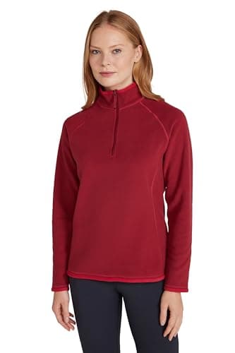 Image of Mountain Warehouse Montana Womens Microfleece - Breathable Ladies Sweater, Quick Drying Pullover, Warm Fleece Jacket, Half Zip - Spring Summer, Travelling Dark Red Women's Size 18