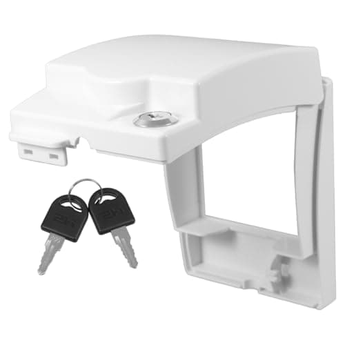 Image of Warmhm Lockable Plug Socket Covers UK with Keys - Child Safety Plug Socket Covers for Babies and Pets - Waterproof White Plastic Wall Socket Guard for Bathroom Kitchen Home - Fits UK & US Standards