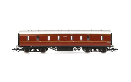 Image of Hornby TT:120 Coach Car - TT4010 LMS 50’ Passenger Brake, 31236 - Era 3 Train Toy, TT Gauge Carriage for Train Set, Rolling Stock Models for Adults - 1:120 Scale Model Gift
