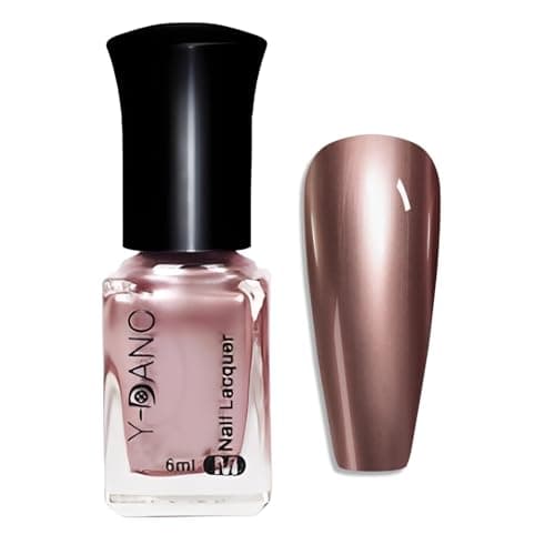 Image of Nail Polish - Metallic Mirror Finish Nail Varnish for DIY Manicure, Smooth Shimmer Chrome Look for Party, Wedding & Daily Wear, Quick Drying Metallic Effect (Brown)