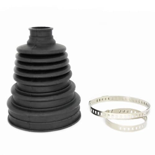 Image of Universal Stretch CV Boot Kit with 2 Stainless Steel Clamps – Black Rubber Driveshaft Gaiter Replacement for CV Joint Repair