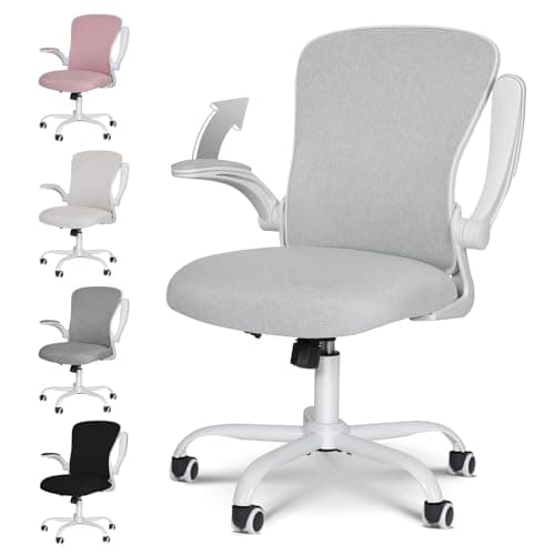 Image of ELECWISH Office Chair Desk Chair Flip-up Armrest, Ergonomic Computer Chair with Lumbar Support, Office Chairs for Home, Height Adjustable 360° Swivel Rocking Function, Grey