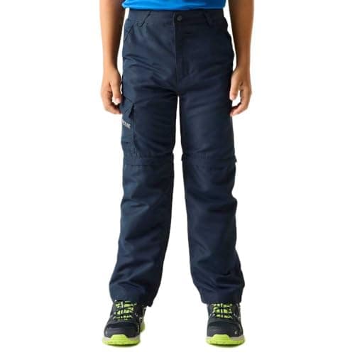 Image of Regatta Kids Sorcer III Zip Off Trousers Convertible 2-1 Hiking Walking Pants Navy