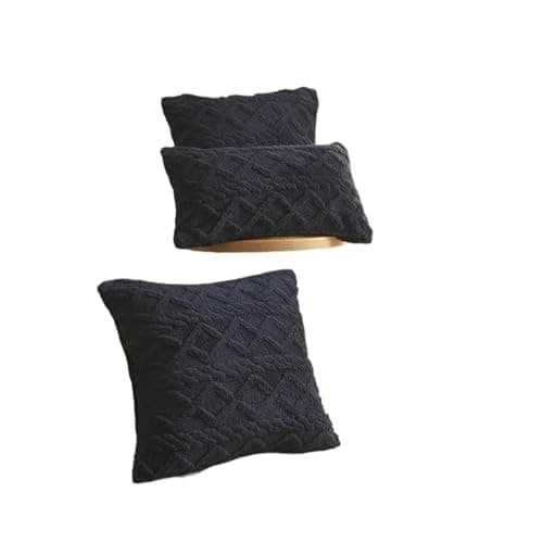 Image of CQAHDSEVF Throw Pillow Cases, Cushion Covers 2pcs Multicolor 30x50cm 45x45cm Geometric Jacquard Plush(Deep Blue,45 x 45 cm (Pack of 1))