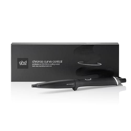 Image of ghd Chronos Curve Conical Wand 28-23mm Hair Curler in Black - for Beach Waves That Last All Day, Fast, Easy, Frizz-Free Curls, No Extreme Heat Damage - Ideal for All Hair Lengths (UK Plug)