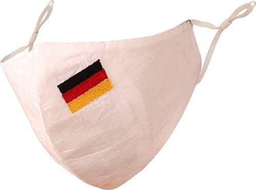 Image of Touchstone German Deutsch Flag embroidered 3 layer large size cotton face masks reusable machine washable adjustable for men, women. (Pack of 1). White